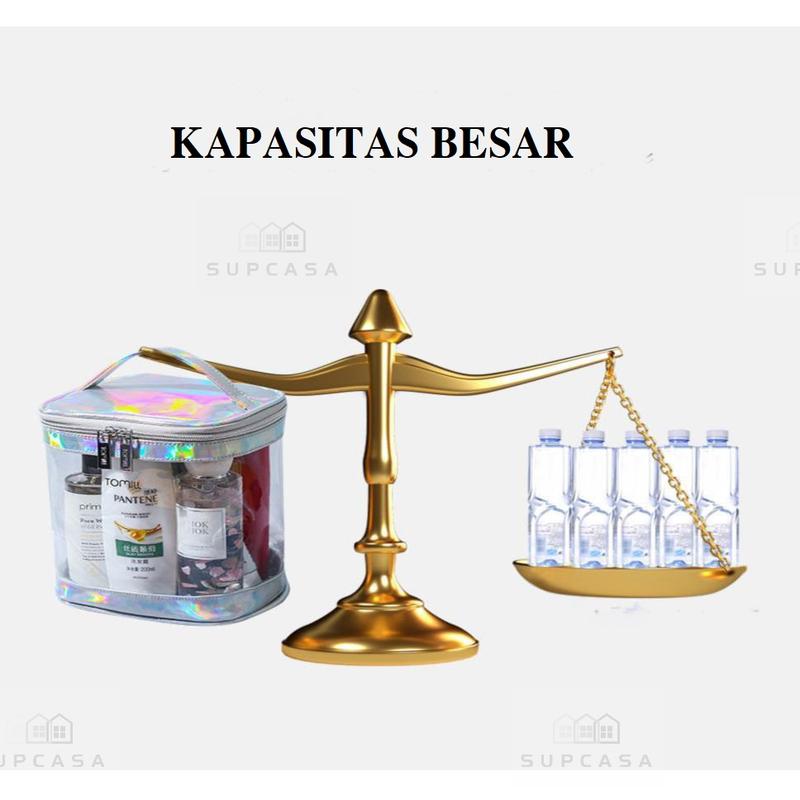 Tas Kosmetik Anti Air/Tas Kosmetik Washbag / Tas Alat MakeUp / Cosmetic Bag Organizer / Tas Make Up Wanita/Tas Kosmetik Travel Transparan /Cosmetic Cube Transparent Clear PVC Toiletries Wash Bag /Pouch Kosmetik 5