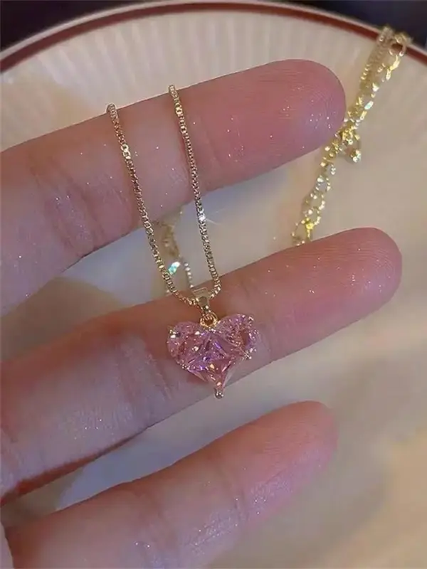 Fashion Heart Shaped Pendant Necklace for Women & Girls, Fashion Jewelry for Party, Daily Clothing Decor, Trendy All-match & Exquisite Jewelry for Birthday Gift 0