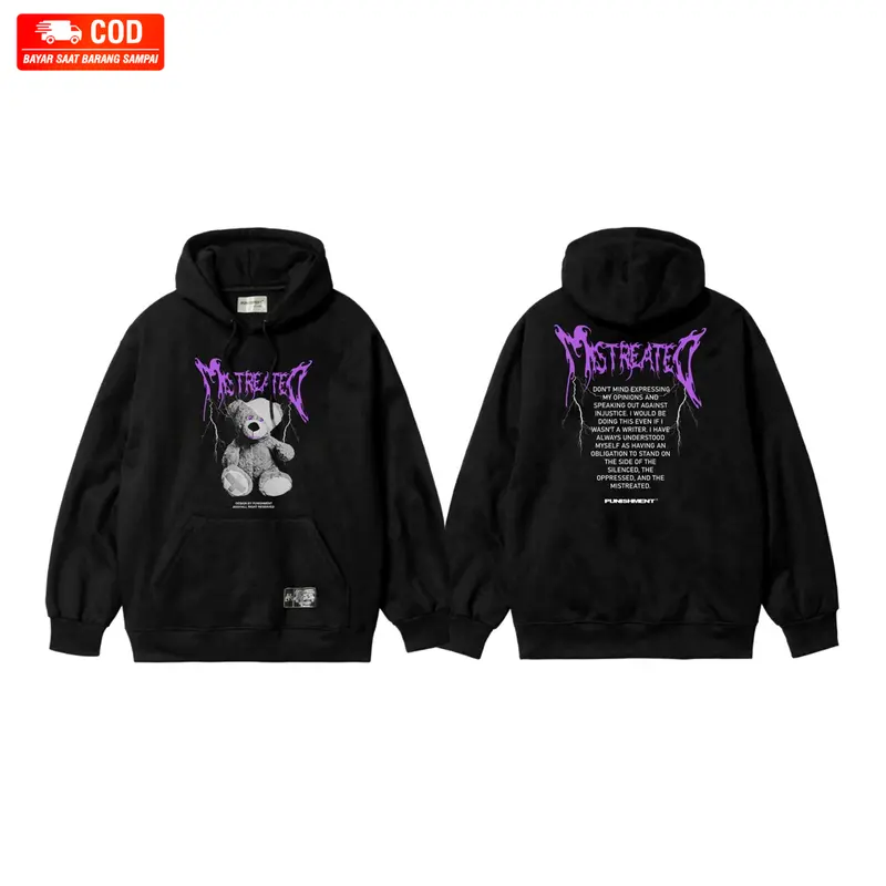 [PROMO] [COD] Hoodie Oversize - Hoodie Unisex - Hoodie Punishment Mistreated Black 0
