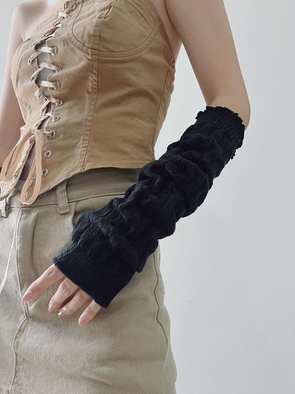 1 Pair Women's Cute Solid Color Arm Sleeves, Fashionable Y2k Style Arm Sleeves, Casual Trendy Arm Sleeves for Daily Wear 5