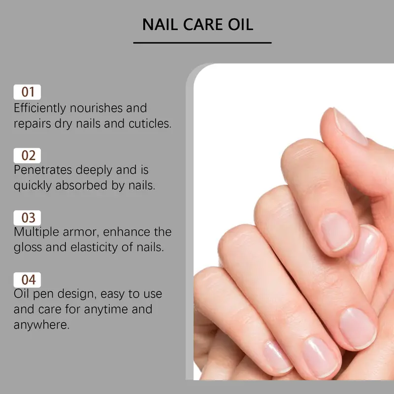 Nail Care Oil Pen, Moisturizing Nail Care Oil for Nail Strengthening, Nourishing Nail Care Product for Women & Girls 3