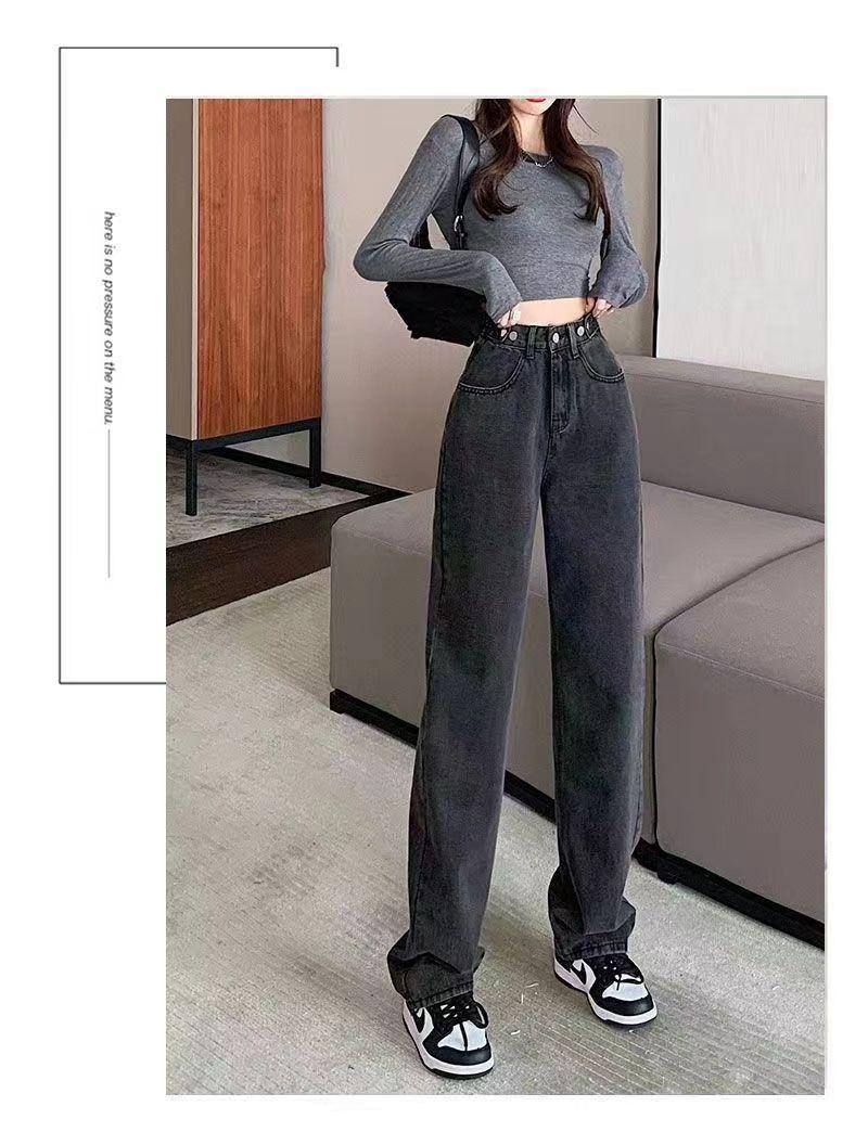 Product Introduction of Quần jean cạp cao ống rộng dành cho phụ nữ, mùa xuân và mùa hè, mới, nhẹ, Xanh Biển , thẳng, lỏng lẻo, mỏng, quần lau nhà Women Ong 18