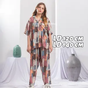 (Ld 120 Dan 140) N.1 - N.50 Baju One Set Setelan Wanita Pendek Panjang Rayon Premium Super Jumbo Motif