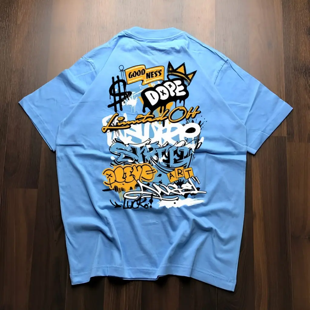 T-SHIRT BLUE SKY UNISEX / KAOS KATUN VINTAGE / KAOS SURFING GRAFITI / KAOS STREETWEAR UNISEX / SURFING / TSHIRT KAOS DISTRO / BIRU