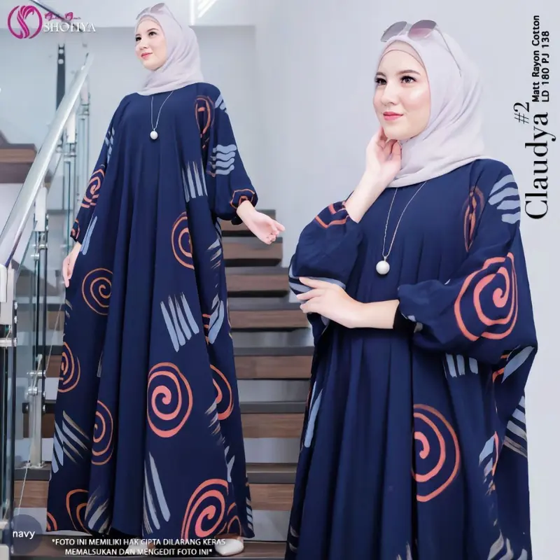 ( BISA COD ) Gamis Kaftan Terbaru Motif Badnyamuk muslim nyaman Panjang Rayon Wanita Dress Batik Pekalongan 1
