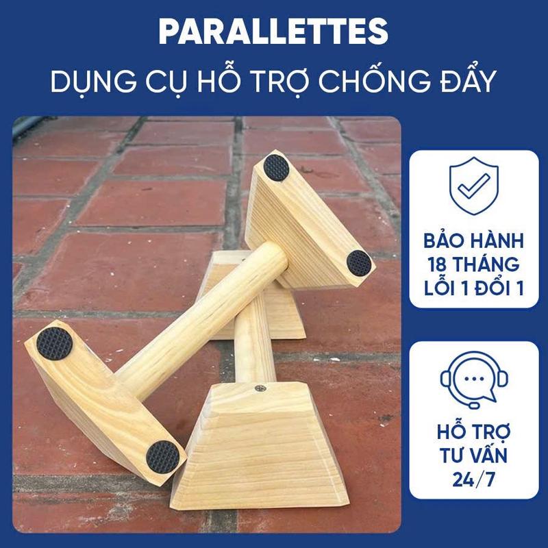 Parallettes gỗ thông nhập khẩu mỹ . Dụng cụ chống đẩy hít đất tập ngực planche,handstand
