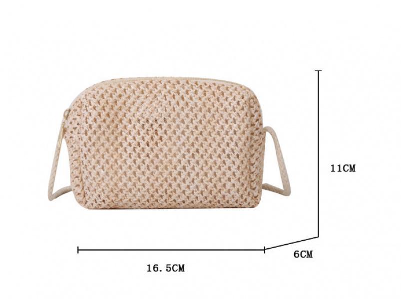 Tas Mini Anyaman Musim Panas untuk Wanita 2025 Gaya Pastoral Segar Trendy Tas Selempang Jerami Tas Persegi Kecil dengan Desain Net yang Stylish