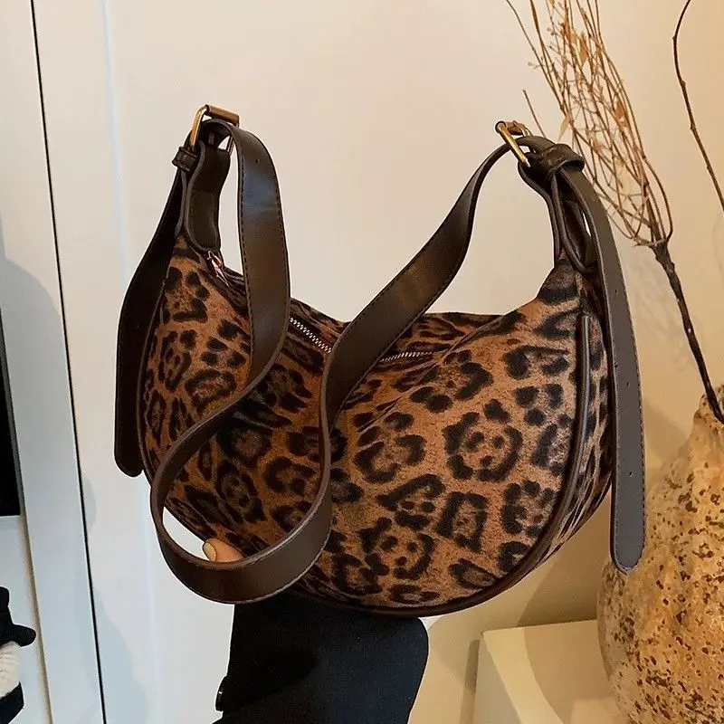 Beg Cetakan Leopard, Kapasiti Besar Wanita, Rekaan Khas Musim Luruh dan Musim Sejuk Baharu 2024, Beg Bahu dan Utusan, Sesuai untuk Kerja dan Ulang-alik, Beg Ladu Bags Selempang