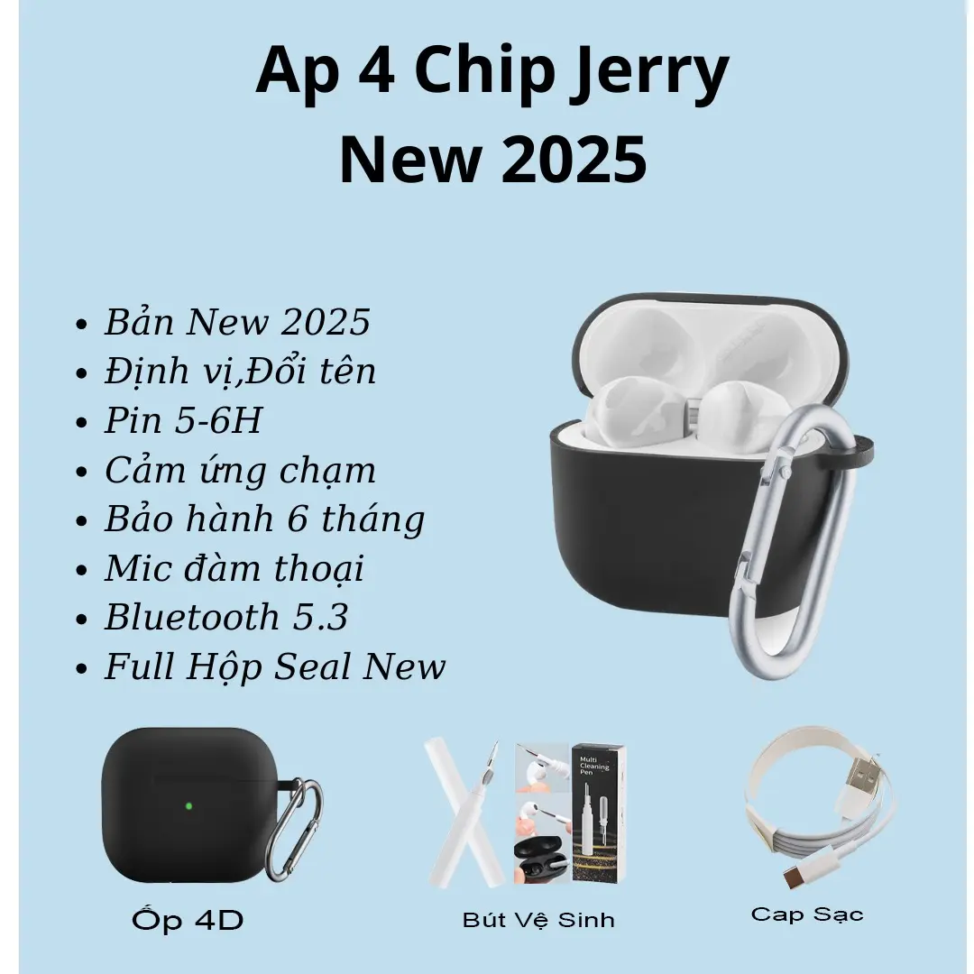 (Tặng 3 Món)Tai Nghe Bluetooth AP4 Bản New 2025 -Hàng Loại 1-Full Tính Năng-Bảo Hành 6 Tháng