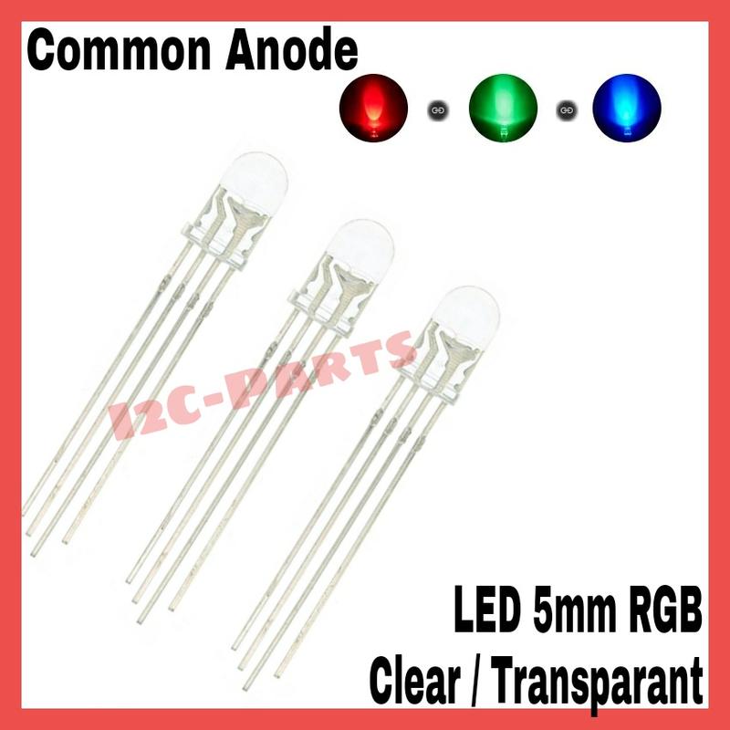 LED RGB Common Anode 4P Clear Round Hat Red Green Blue 5 mm Transparan ...
