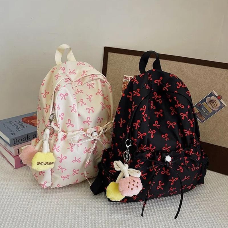 Ba Lô In Hình Nơ, Thiết Kế Thắt Nơ Ngọt Ngào Dung Tích Lớn, Làm Bằng Nylon, Thích Hợp Cho Học Sinh Hàng Ngày, Ba Lô 3