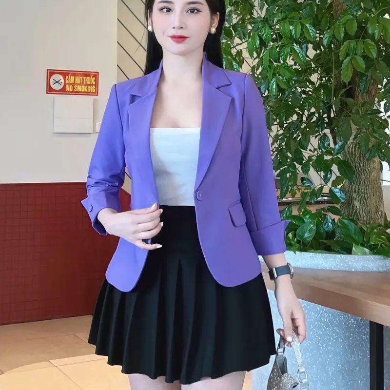 Áo vest nữ công sở tay lỡ hàng thiết kế cao cấp cổ chữ V ôm gọn chiết eo nhẹ 6