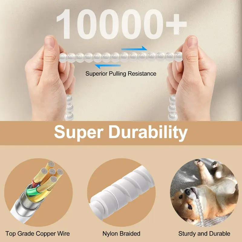 Creative Beaded 2-in-1 Data Cable, Portable Fast Charging Cable, Multifunctional Portable Fast Charging Cable for iPhone Android, Electronic 3