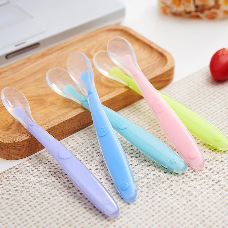 Product Introduction of Baby Silicone Spoon Training Spoon Baby Feeding Soft Spoon Silicone Spoon Tableware Suit Maternal and Child Supplies 12