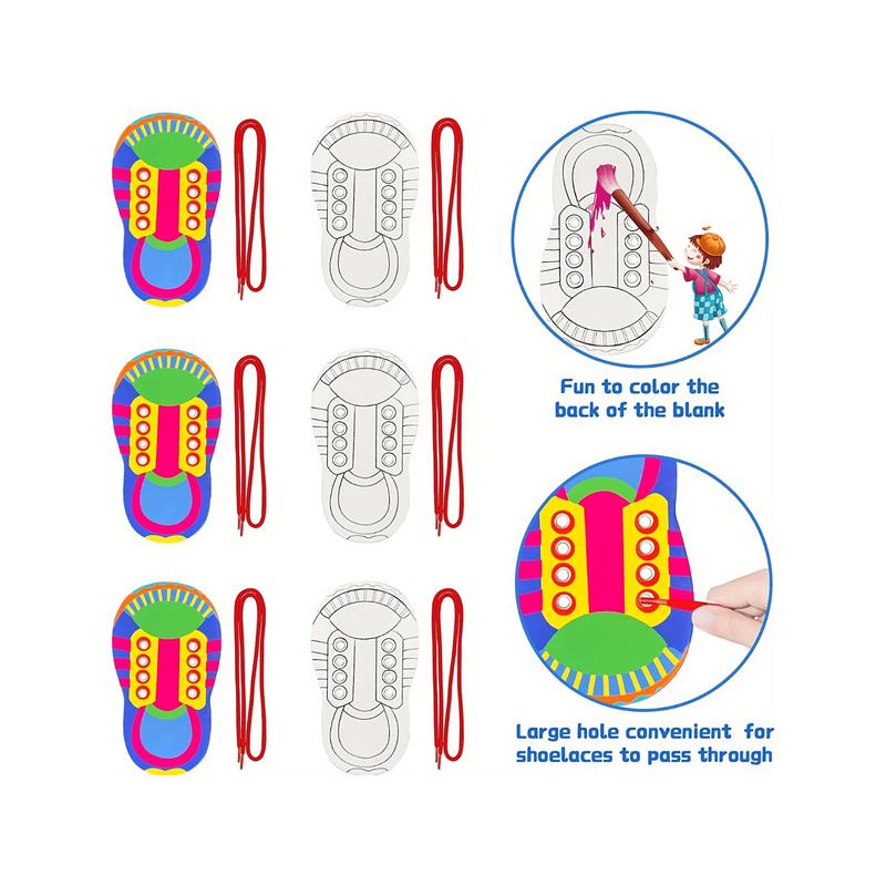 TikTok Shop Christmas Decoration Early Educational Shoelace Threading Teaching Toys Kindergarten Child Learn To Tie Shoelaces Bowknot Painting Puzzle Toy For Kids ToddlersSchool Student Stationery Sch...