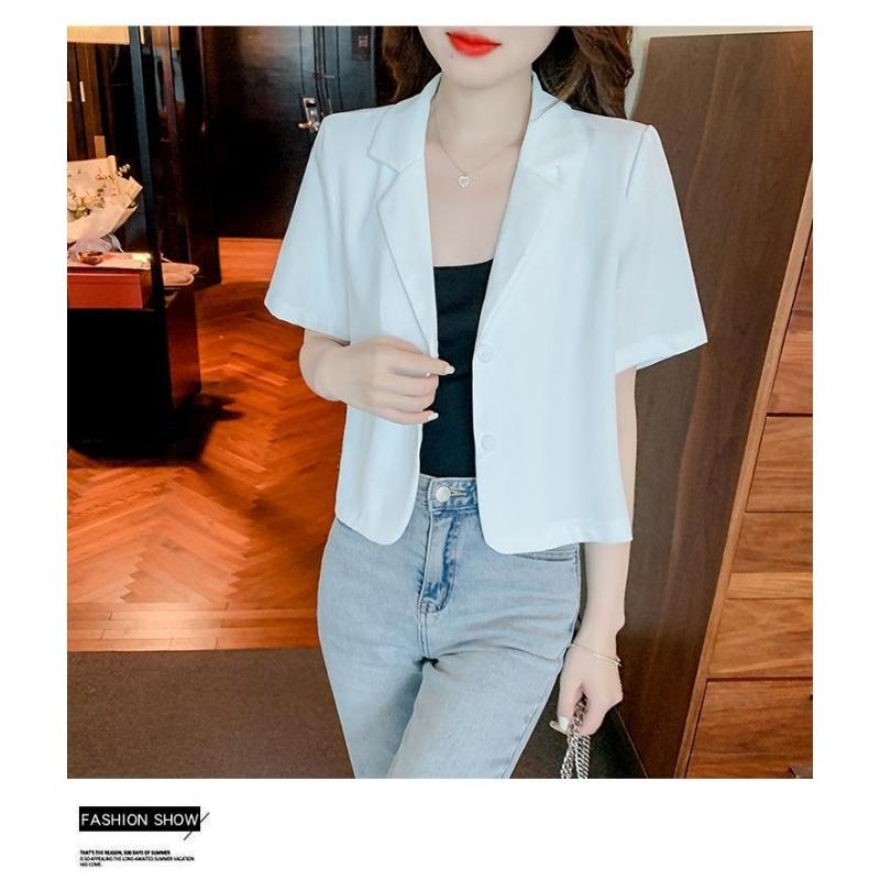 Product Introduction of Áo Khoác Blazer Trắng, Thời Trang, Ngoại Cỡ, Cho Nữ, Cổ Áo Phù Hợp, ngắn Tay, Áo Khoác Ngắn Nữ, Dáng Rộng Và Mỏng, Hàng Mới Về, Thích Hợp Cho Nữ Công Sở Chuyên Nghiệp, Bộ Đồ Màu Đen, Bộ Đồ Blazer Top Women Jacket 11