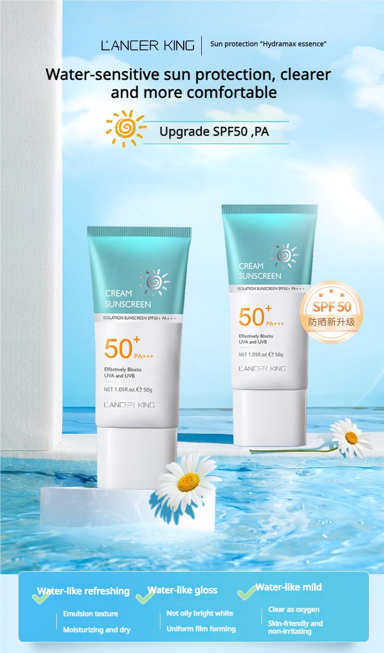 Product Introduction of Kem chống nắng Lancer King dưỡng ẩm tạo cảm giác không khí cao chống nắng không thấm nước và chống mồ hôi làm mới không nhờn cơ thể và khuôn mặt kem chống nắng hai trong một 10