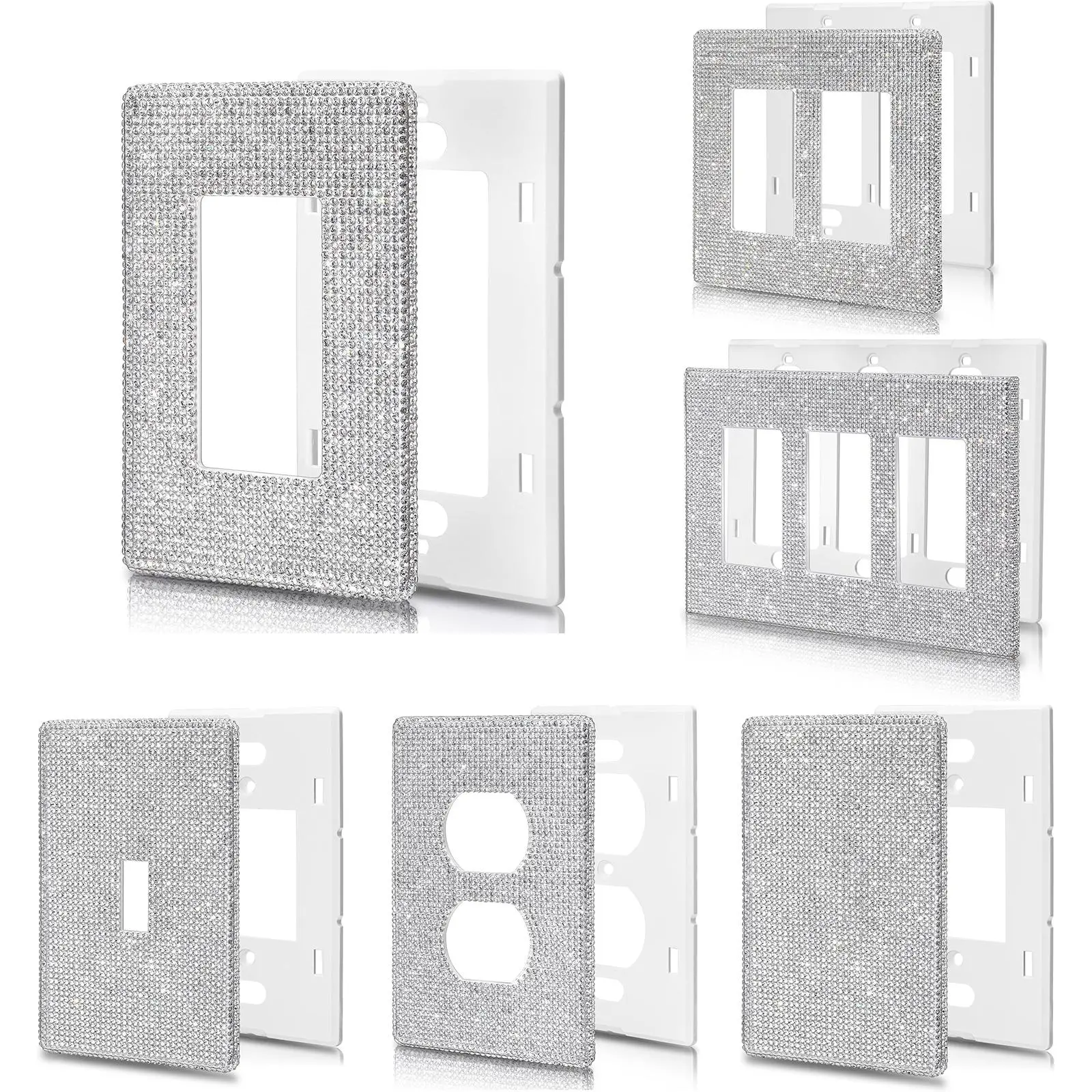 Rhinestone Decorative Wall Plate, 1pc Shiny Rhinestone Screwless Wall Plate Outlet Cover, Light Switch Plate, Screwless Switch Plate