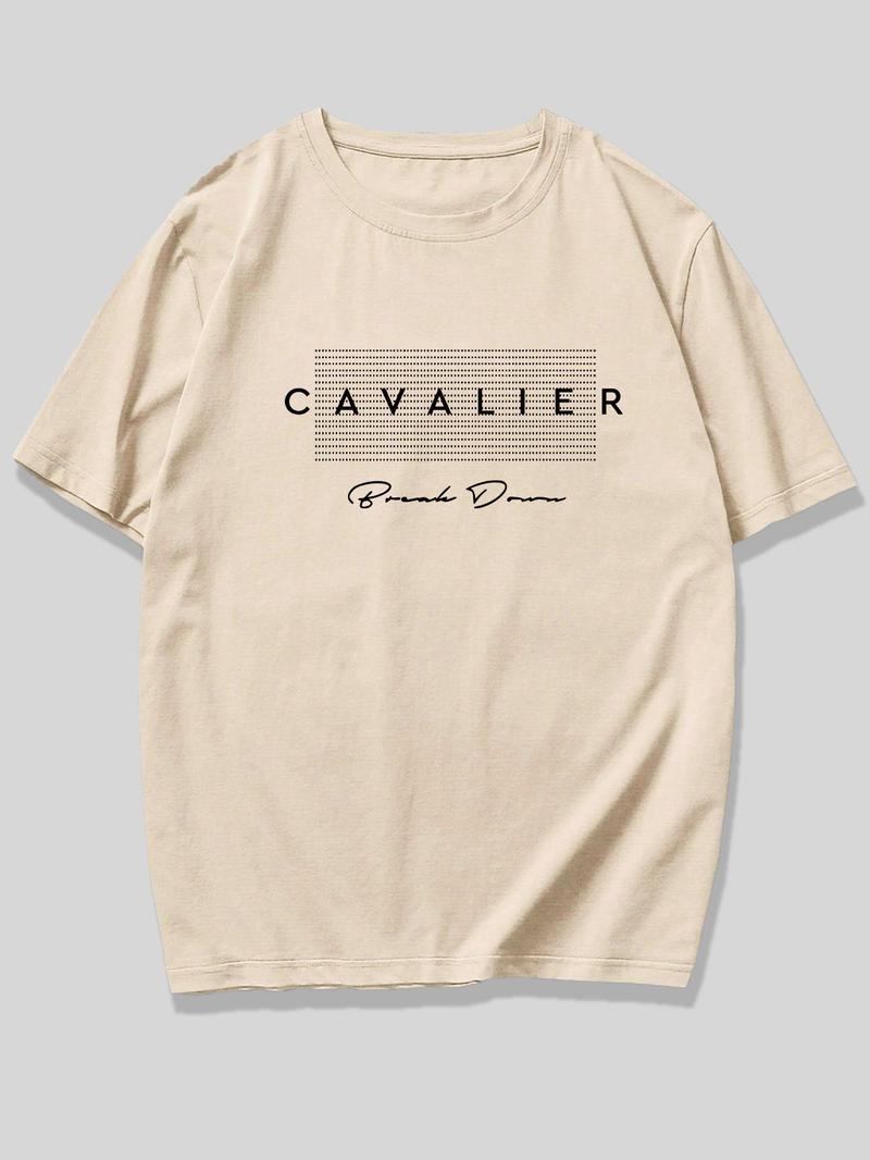 Product Introduction of Plus Size Men's Letter Print Round Neck Tee, Casual Short Sleeve T-shirt for Summer, Men's Plus Size Top for Daily Wear 5