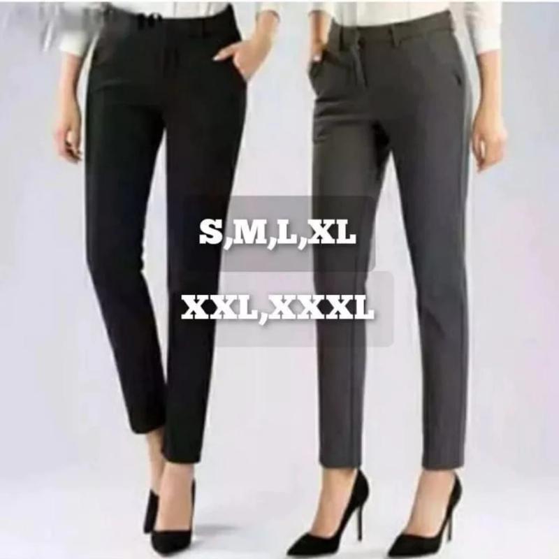 Product Introduction of CELANA KANTOR WANITA TERBARU panjang Bahan kerja formal casual nyaman Abu Fit Hitam Slim Kain Kaki Kancing Ankle Kantong 38