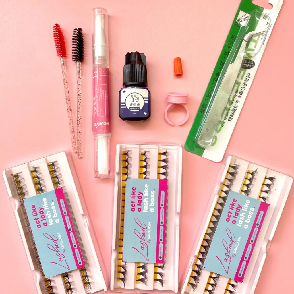 Paket Eyelash Extension Super Lengkap Bulu Mata 3 PCS Knot Premium Tebal - Isi 8 Package Lem Ysj Tahan 45 Minggu