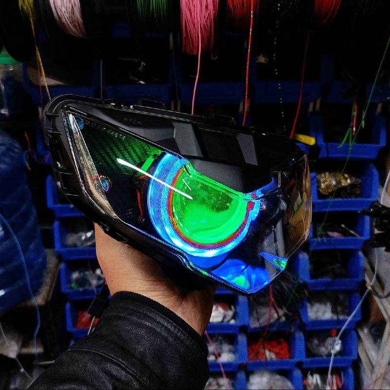 Bi cầu M37 Racing - Kèm choá đèn Exciter 150/2019 đầu led - Choá zin - lắp đặt zin - Bảo hành 12 tháng Đèn Pha Kem