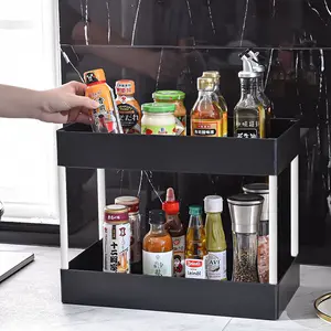 Rak 2 Tingkat Serbaguna: Rak Dapur Square / Rak Kosmetik & Skincare / Rak Susun Portable untuk Ruang Sempit