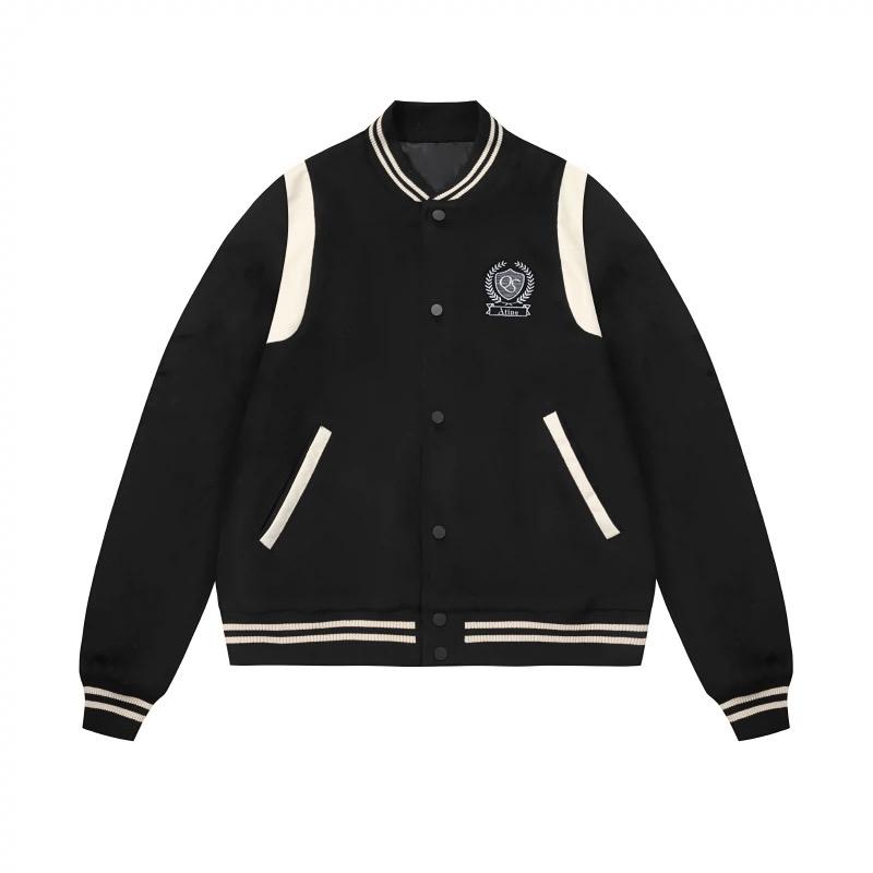Áo Khoác Bomber Varsity Jacket Nam Thêu Chữ ATINO 1.8199 Áo Khoác Cho Nam Menswear Dài Tay Navy Bi áo khoác áo khoác áo trần áo khoác