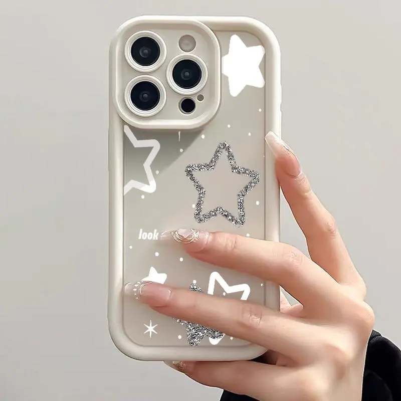 Casing untuk VIVO Y17 X50 Lite Y01 Y02 Y02A Y02t Y03 Y10 Y10 T1 Y11s Y12 Y12a Y12s Y15 Y15s Y15a Y15c Y16 Y17s Y18 Y18e Y19 Y1s TPU Pro Kamera Keren Silver Star Casing Soft Cover Ponsel Silikon 6