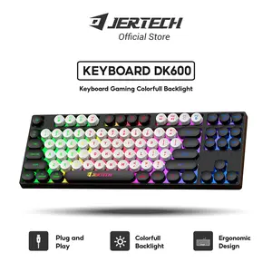 JERTECH Keyboard Komputer Mini Kabel Usb DK-600A Multimedia Retro Punk Style With RGB Light Laptop