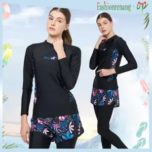 Fashionrenang - OP 31013-4 Baju Renang Wanita Dewasa Muslim Dua Piece Lengan Panjang dengan Hijab Bahan Spandex Lycra Nyaman Elastis Size M-4XL