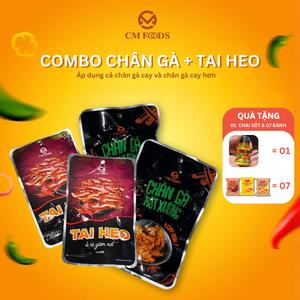 Chân Gà Tươi CM FOODs - Combo đặc sắc 1 - 5 chân gà + 5 tai heo - Tặng chai sốt & 7 bánh - ăn vặt việt nam (NB)
