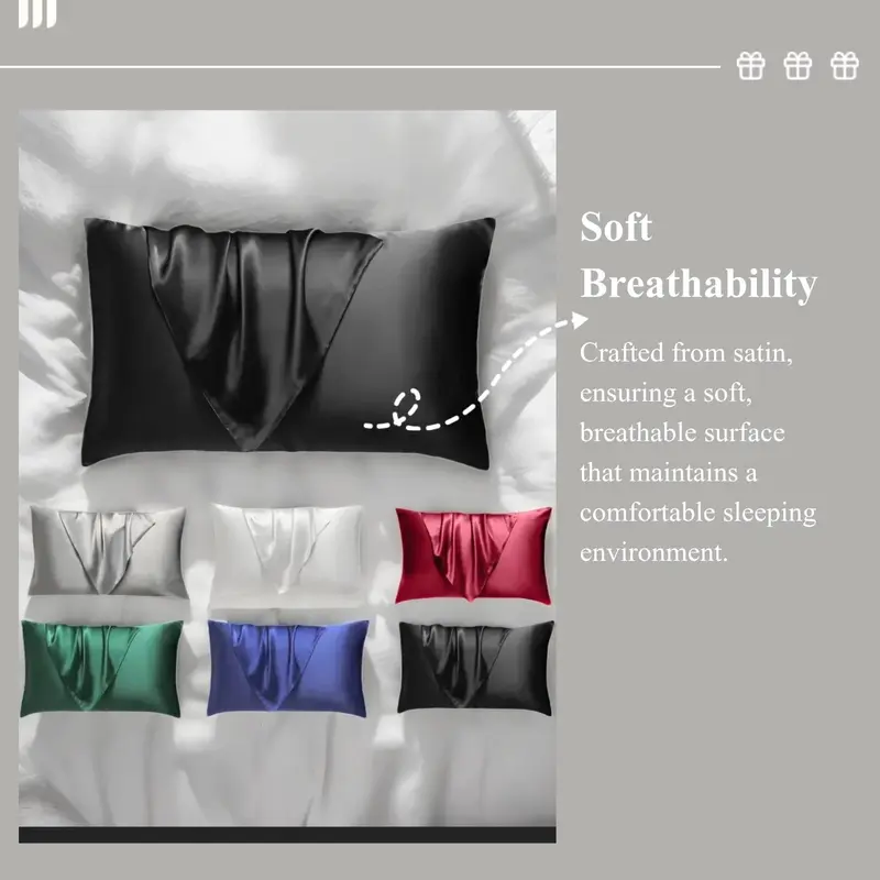 Satin Pillowcase, 1 Count Soft Breathable Pillowcase without Filler, Pillow Protector for Hair and Skin, Bedroom Decor, Bedding Supplies for Home Bedroom,  Bedding Sets 1