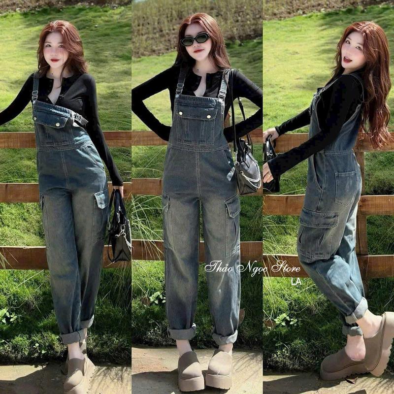  Quần yếm jean dài nữ phối túi hộp!  Thảo Ngọc Store  Women nữ 