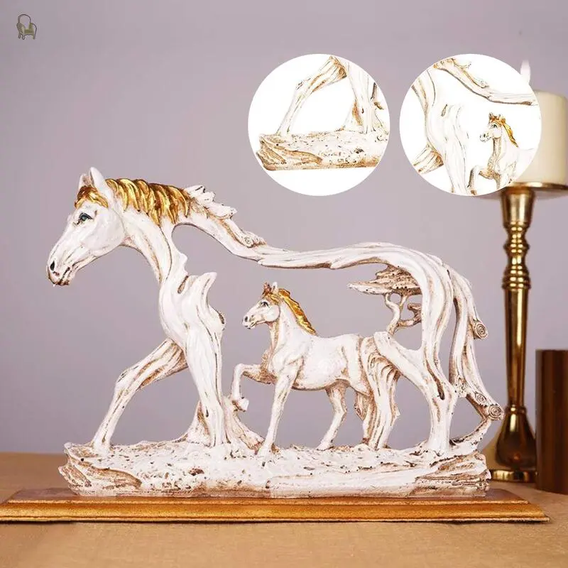 Tượng Ngựa Bằng Resin, Đồ Trang Trí Điêu Khắc, Đồ Trang Trí Để Bàn Văn Phòng, Đồ Thủ Công, Đồ Trang Trí Tượng Nhỏ Tay Nghề Tinh Tế Thích Hợp Để Trang Trí Nhà Cửa, Thu Hút May Mắn Và Tài Lộc