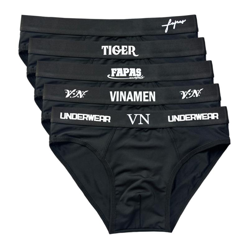 Set 5 quần sịp nam màu đen thun lạnh, quần lót nam nhiều mẫu đa dạng co dãn thoải mái, đồ lót nam thấm hút tốt, quần sịp Menswear thoáng mát Quần Boxer Boxer 0
