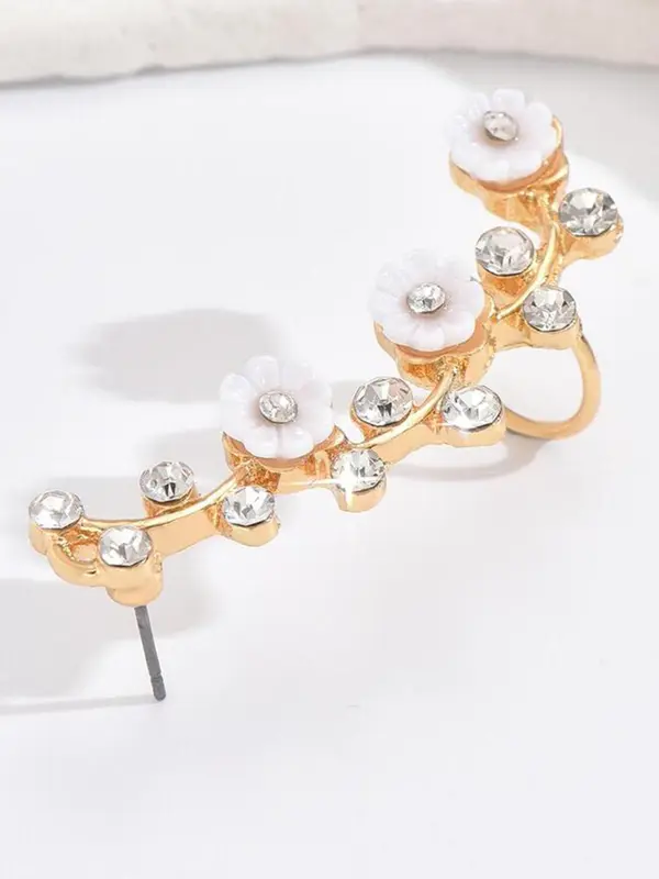 Jasmine Flower Design Ear Cuff, Fashionable Earrings for Women & Girls, Trendy All-match & Exquisite Jewelry for Birthday Gift 3