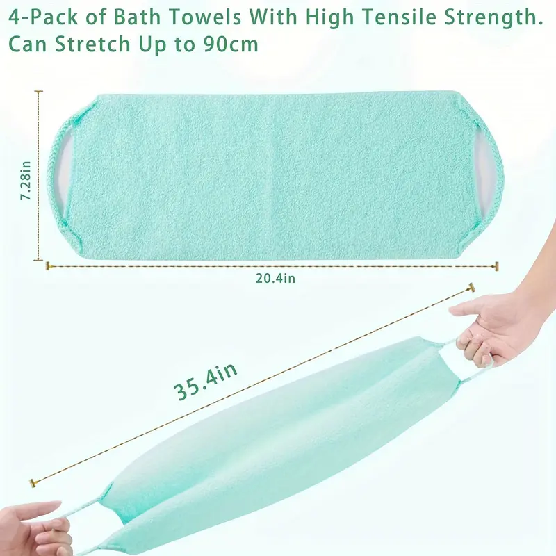 Găng tay tẩy tế bào chết lưng, 4 gói, Nylon co giãn, Vải chà cơ thể hai lớp, có tay cầm, thích hợp để tắm, làm sạch và mát xa da, Vải lau khô nhanh, dành cho nam và nữ 2