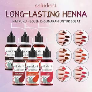 Saludent Inai Kuku Saludent Tahan Lama dan Cantik Kalis Air Henna 10ML - Polish, Coklat, Hitam, Burgundy, Merah Jingga, Merah Jambu, Merah, Oren