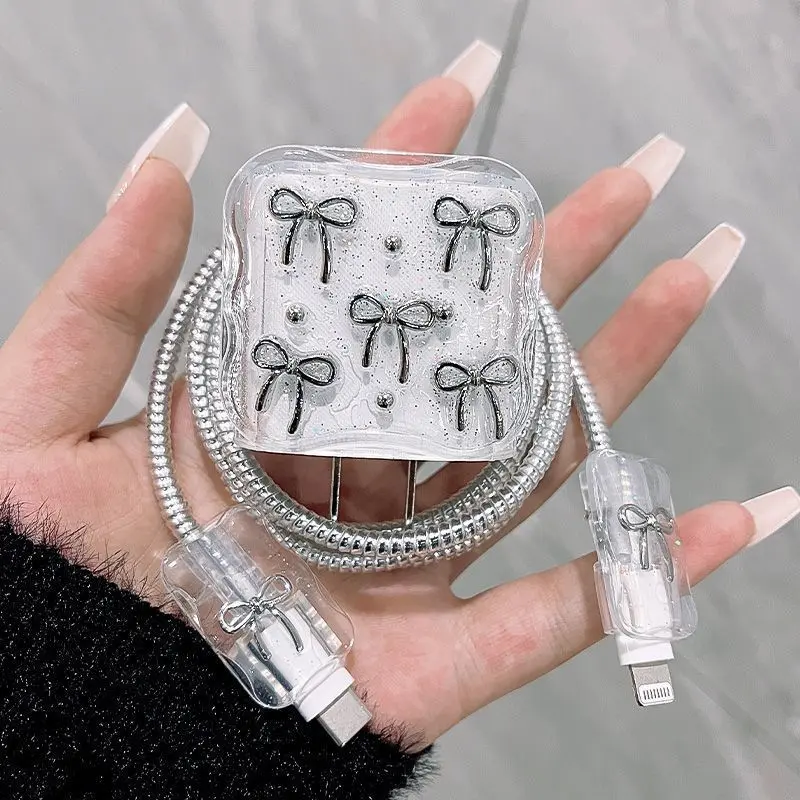 Pelindung Charger IPH0NE Motif Kristal Pelindung Kabel & Kepala Charger dan Ugreen 18W & 20W