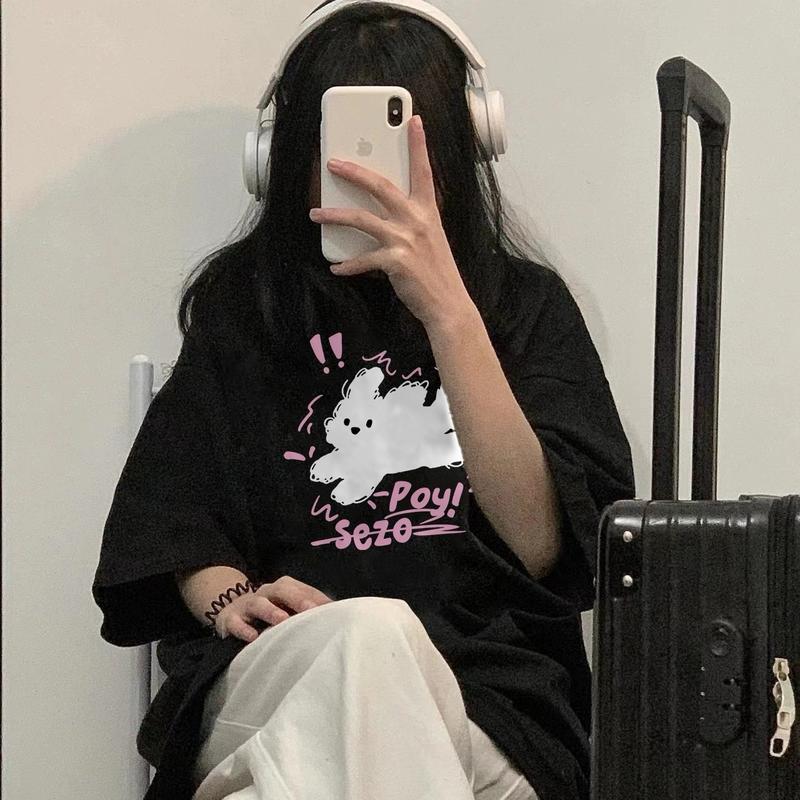 [He.Ling] Áo Thun THỎ BAY-  Form Rộng Unisex -Chất Thun Cooton Khô Mềm Mịn Mát - Phong Cách Douyin