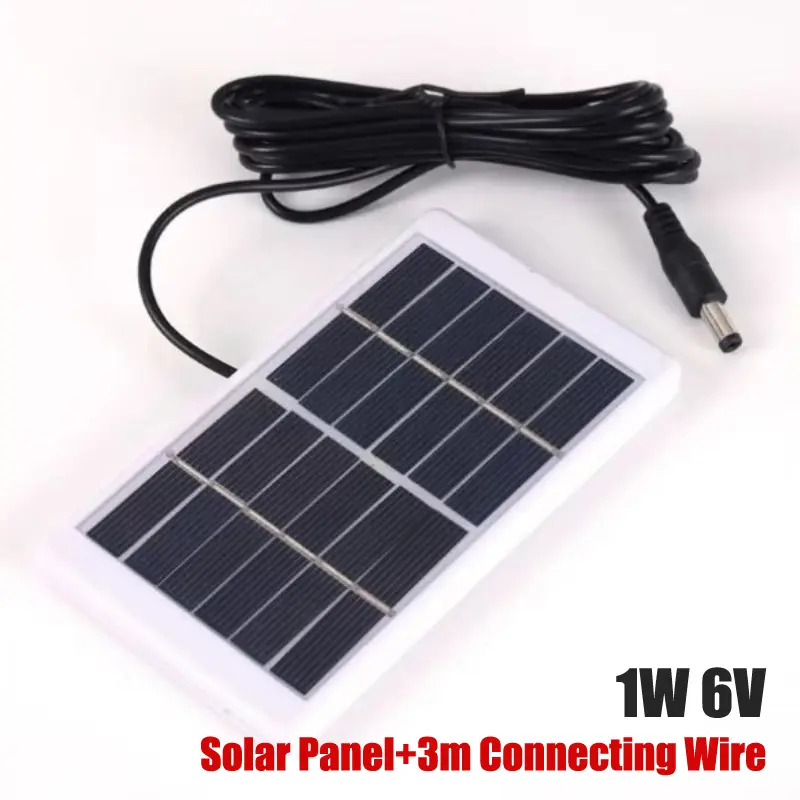 1W 6V Solar Panel 5521 DC Port Portable Polycrystalline Silicon Solar Charger Plate With 3m Connecting Wire