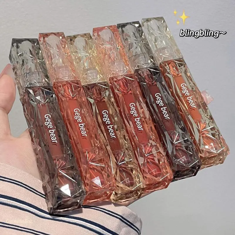 Son Kem Son Bóng Mềm Mại, Gấu Gege Mới, Son Bóng, Gấu Hồng Nhỏ Lì Và Rỗng Trang Điểm Nữ 5
