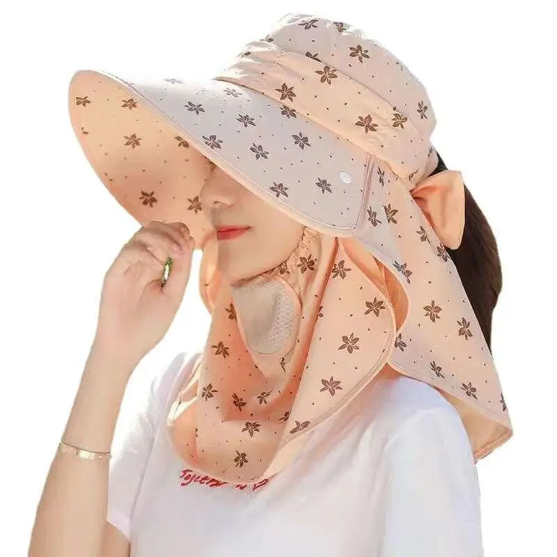 Farm Working Outdoor Sunprotection Face Mask Sunhats For Women Fashion wer Printed Summer UV Protect Sun Hat