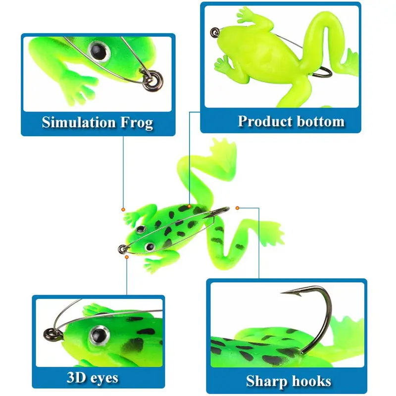 Mồi Ếch Mềm, Mồi Giả Nhân Tạo, Mồi Câu Cá, Wobbler, Trọng Lượng 5.2G / 6Cm, Móc Đơn, Thích Hợp Để Câu Cá Nước Ngọt, Dụng Cụ 4
