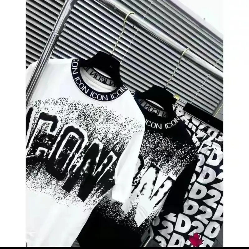 Bộ Quần Áo Thun DSQ Vẩy Sơn Chữ Icon Hotrend Hè 2024, Mẫu Quần áo Hè Nam Hot Chất Liệu Cotton Siêu Thoáng Mát Menswear Cộc Tay 2