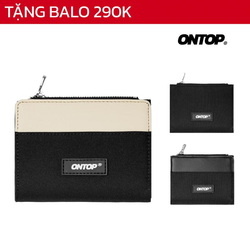  Ví canvas phối da local brand ONTOP nam nữ nhiều ngăn màu đen kem Bi-Fold Bastille Wallet with Zip | O-V49 