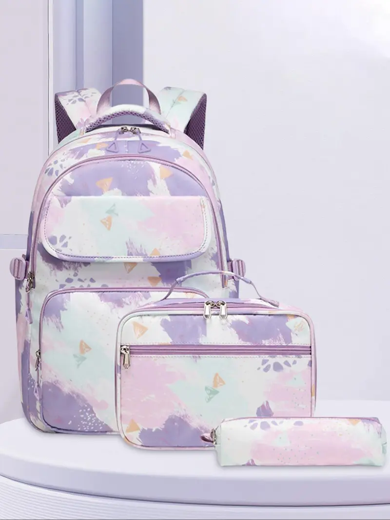 Product Introduction of Fashionable Large Capacity Multi-compartment Backpack & Lunch Bag & Pencil Case Set, Trendy Backpack Set for Women & Girls, Casual Versatile High-quality Daily Commuting Bag Set 0