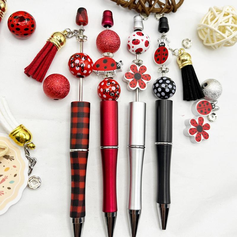 Cute Beaded Ballpoint Pen Set, 8 Counts/16 Counts DIY Beaded Ballpoint Pen with Tassel Pendant, Writing Pen for Office School Student 6