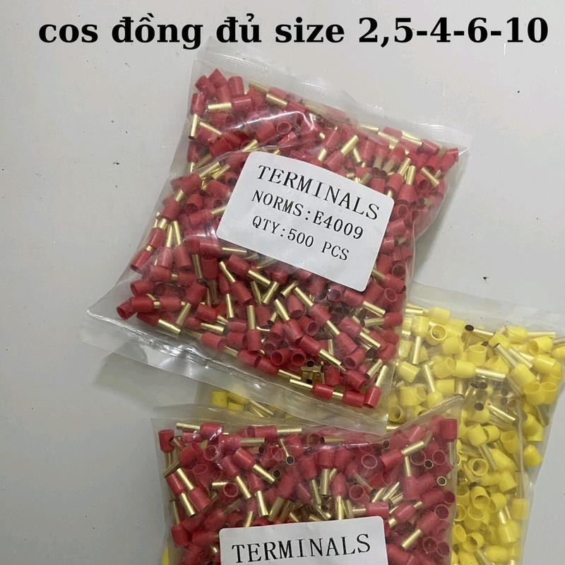 COS ĐỒNG, cos pin rỗng , cos kim   kích thước (1,5-2.5-4-6-10)mm2